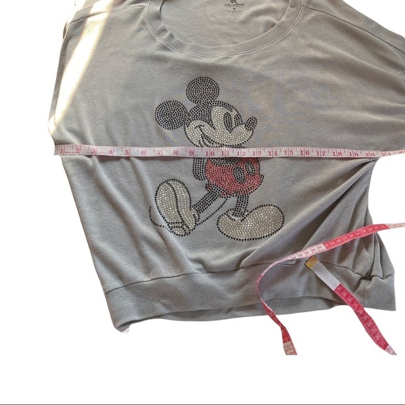 Disney Parks Women Mickey Mouse Dolman Long Sleeve Rhinestone Gray T-Shirt Sz M - Picture 11 of 11
